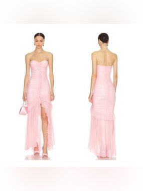 MAJORELLE Strapless Pink High-Low Ruffle Guiles Dress NWOT